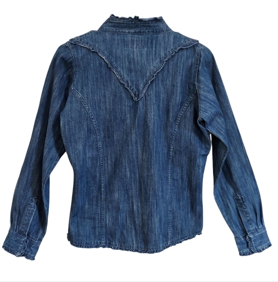 Wrangler Blues Denim Long Sleeve Western Top - Picture 4 of 7